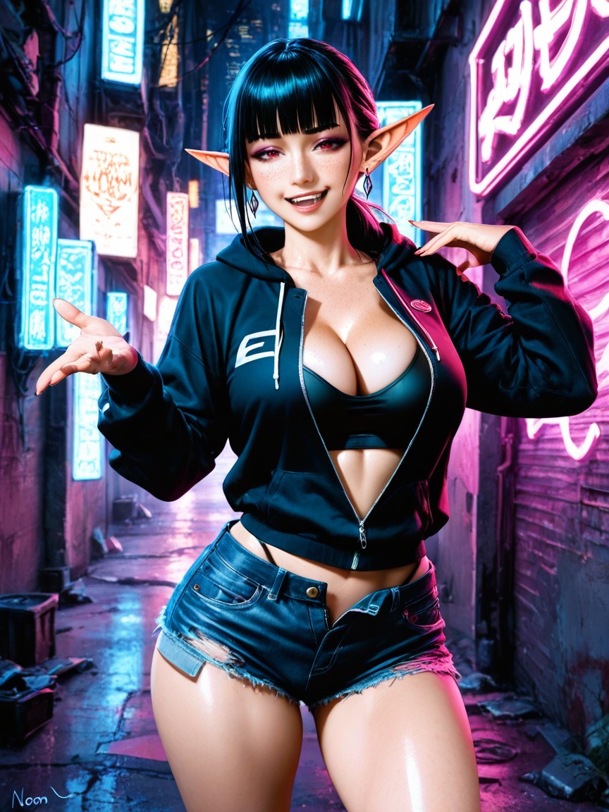 Ultra Detailed, Pencil Waist, Neon Lightning Hentai IA