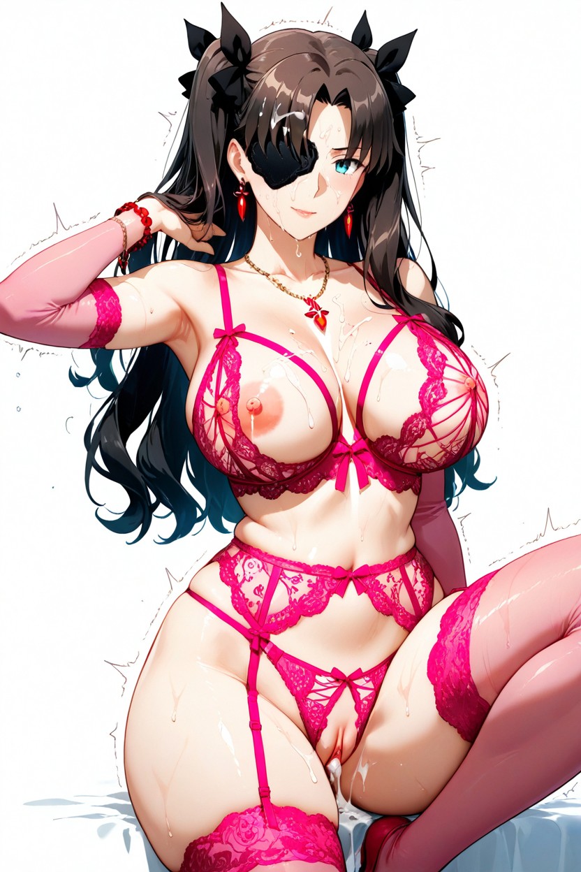 Lace Pink Stockings, One Breast Out, Ultra Hd Hentai AI Porn
