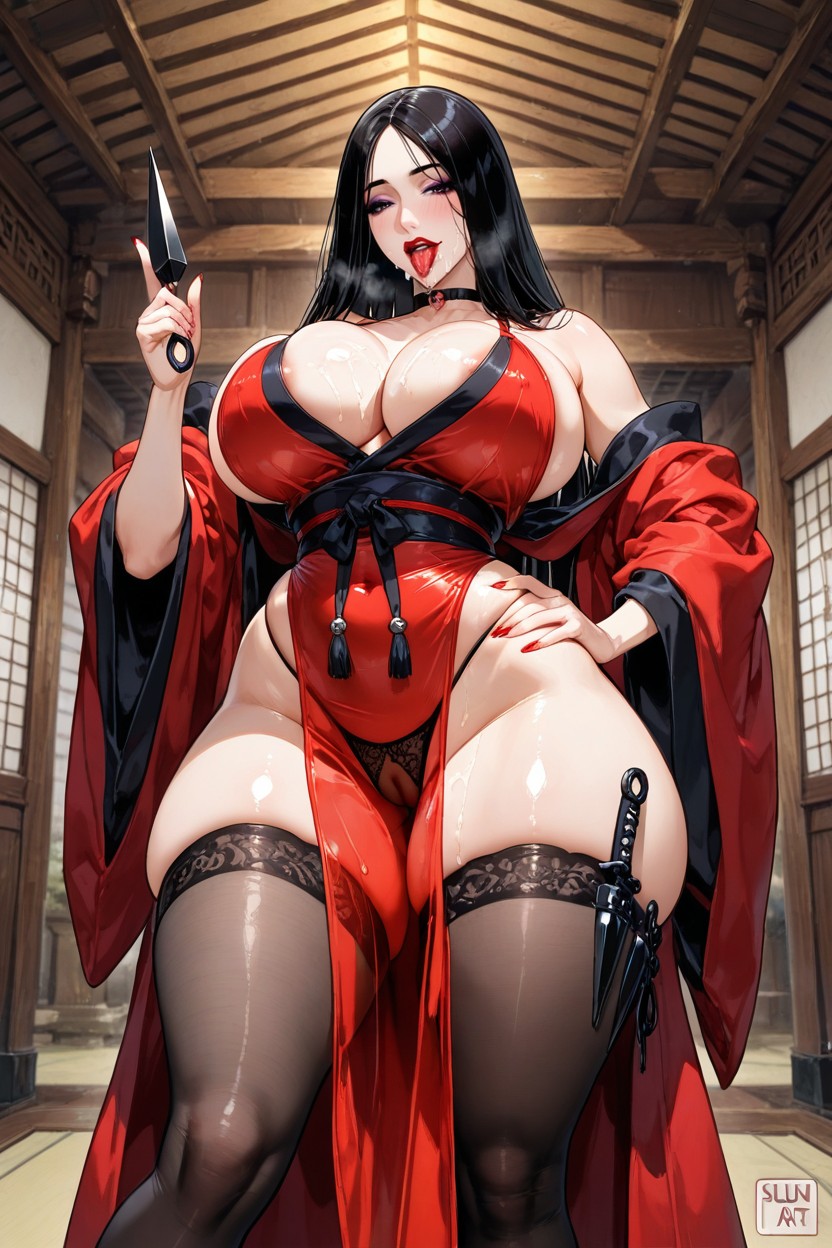 Monsters With Long Tongues Restraining Her By Her Clothes, Longest Tongues Surrounding Her, Unohana Retsu Hentai IA