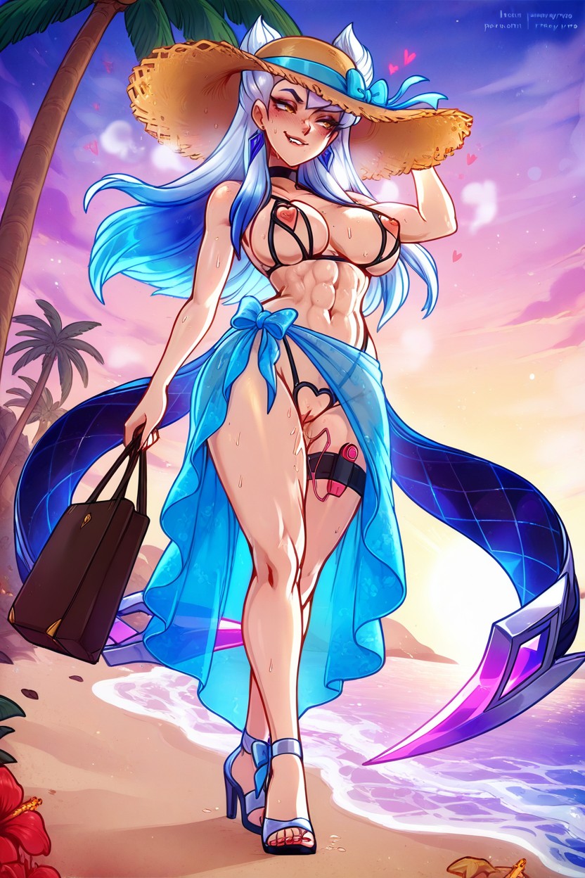 Choker, Corona De Flores, Morderse El Labio Hentai IA