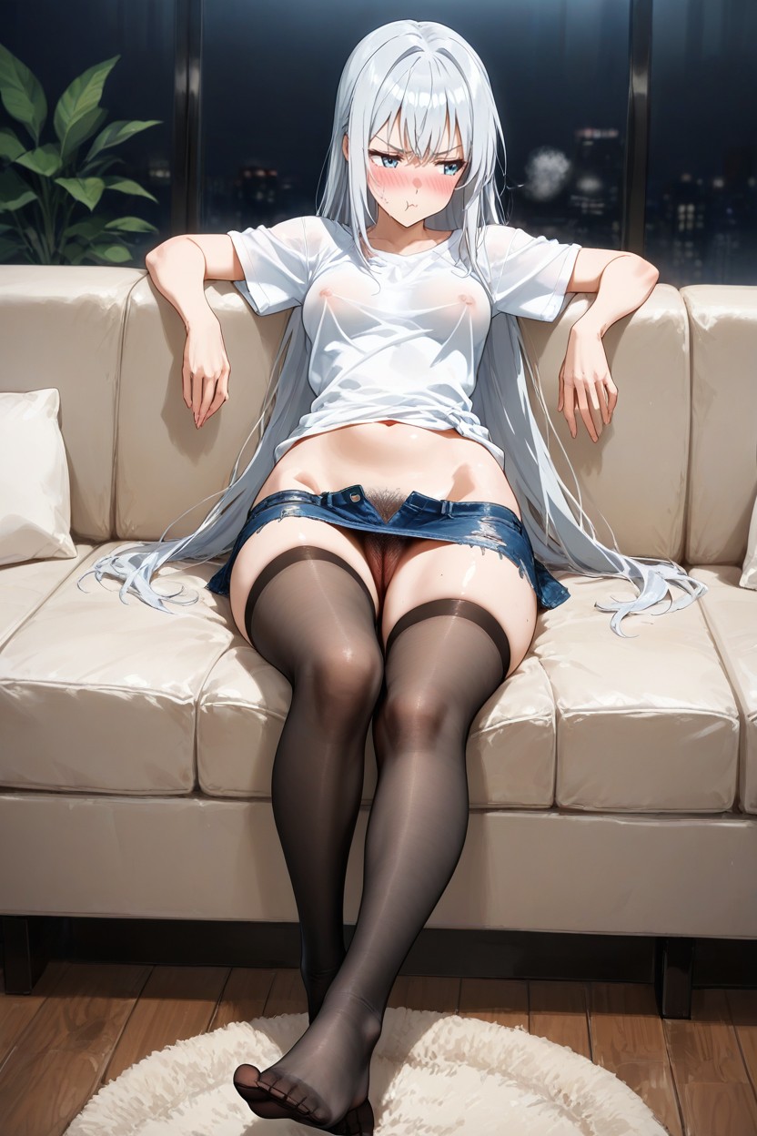 Exposed Thighs, Legs Clearly Not Crossed, Nude Hentai IA