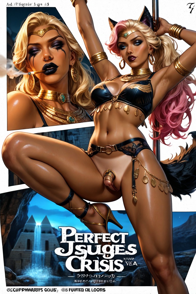 Nose Ring, Belly Dancer, Black Open Toe Heels Hentai IA