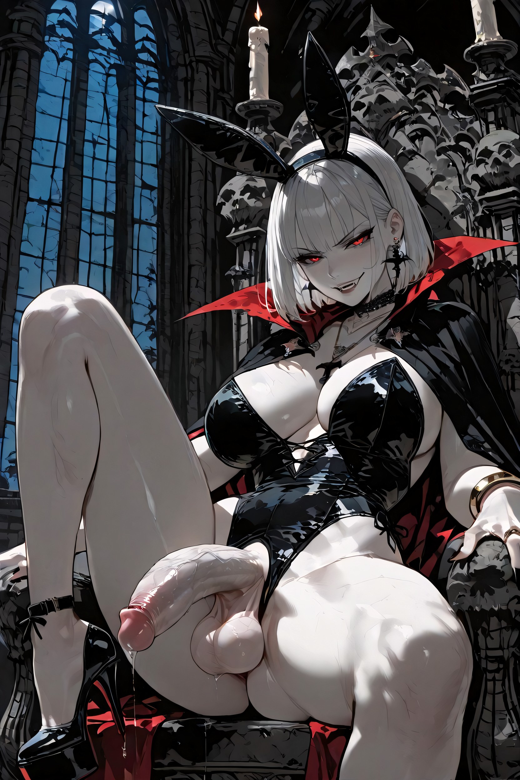 White Hair, Vampire, Seductive Hentai AI Porn