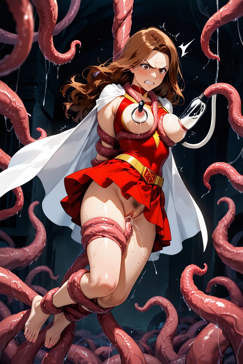 Round Gold Cape Clasps, Small Ass, Caught By The Infinite Tentacles Hentai AI Porn