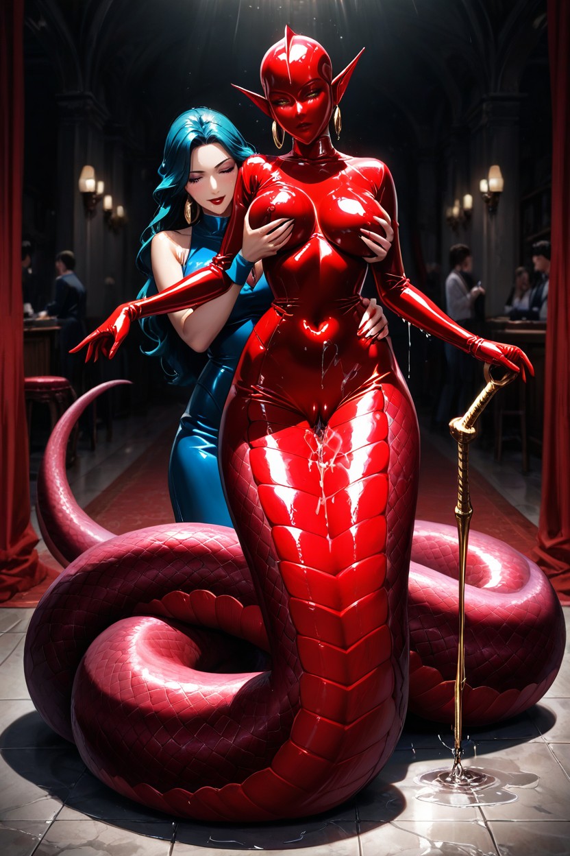 Pechos Grandes, Culo Mediano, Lamia-tail Hentai IA