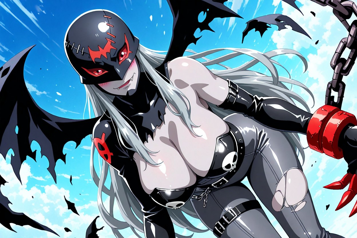 Fallen Angel, Soft Blue Light, Skull Print Hentai IA