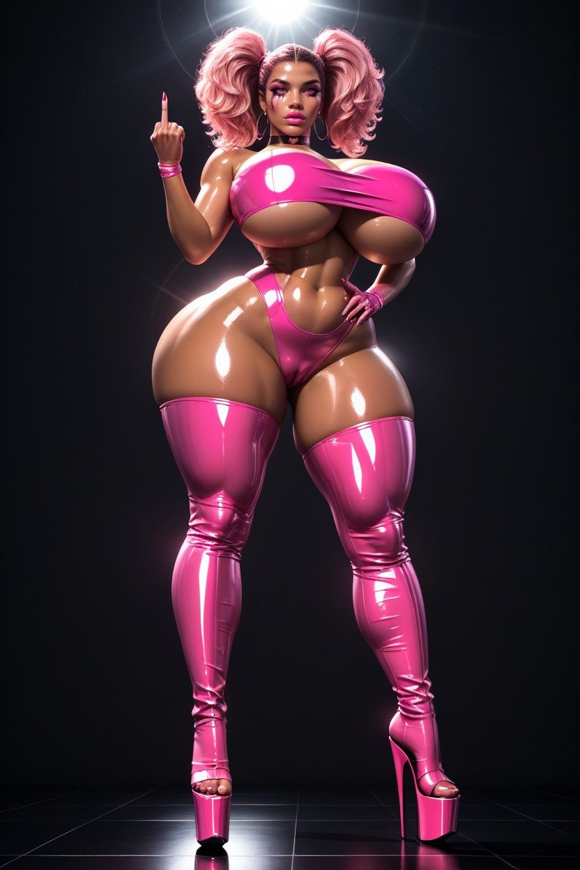Exactly One Solid White Spade ♠ Centered On Front Of G-string, Dominant Confident Facial Expression, Left Remaining Fingers Folded Hentai IA