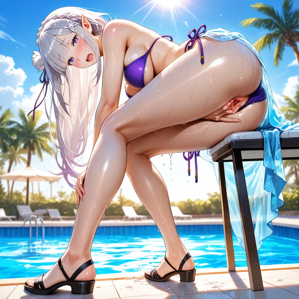 Avergonzada, Ultra Detailed Face, Chest On Knees Hentai IA