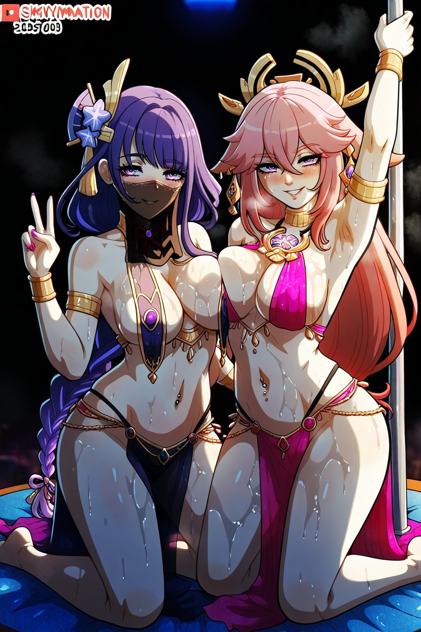 Multiple, Navel Piercing, Steaming Body Hentai IA