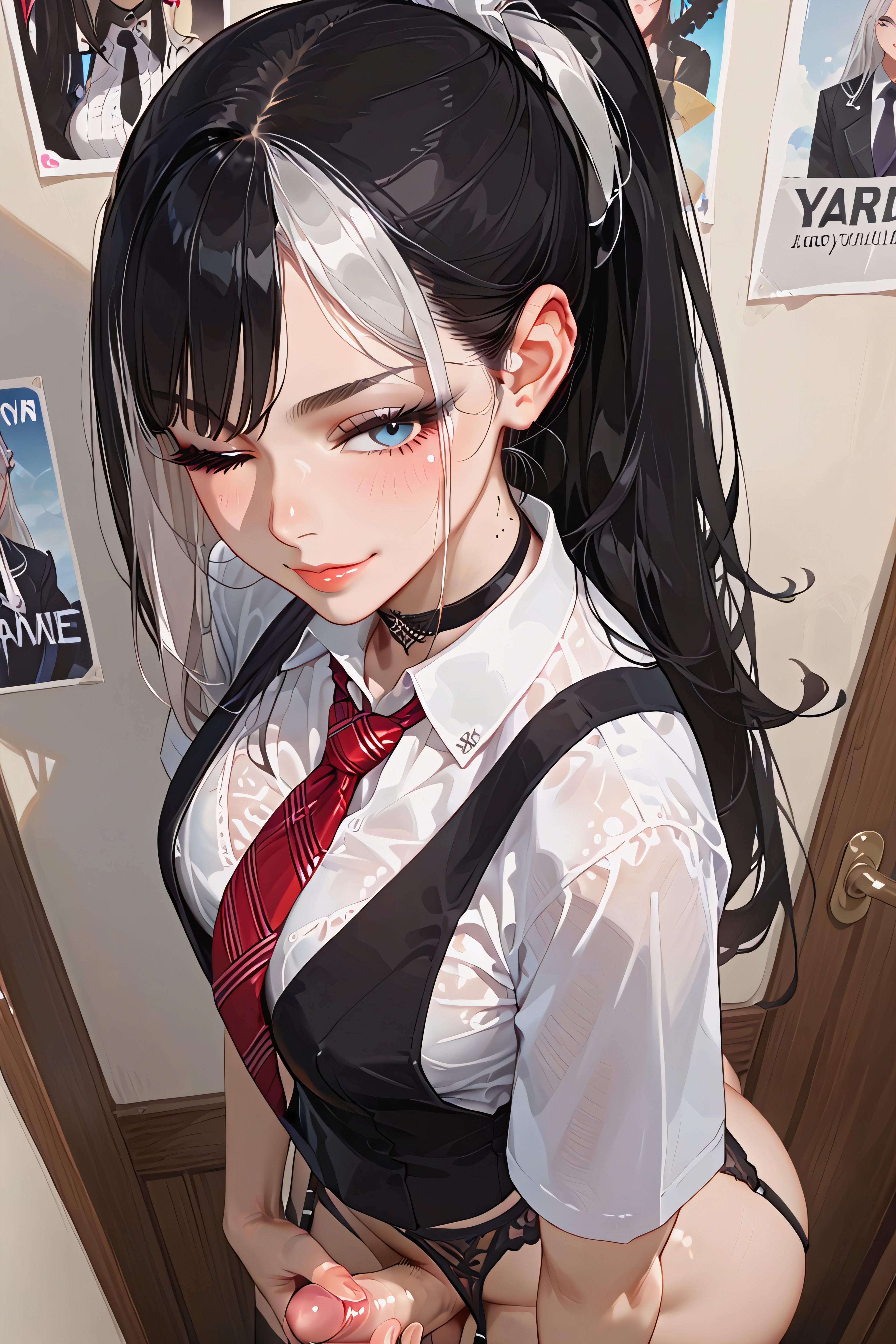 Choker, Silver Eyeshadow, Tie Hentai IA
