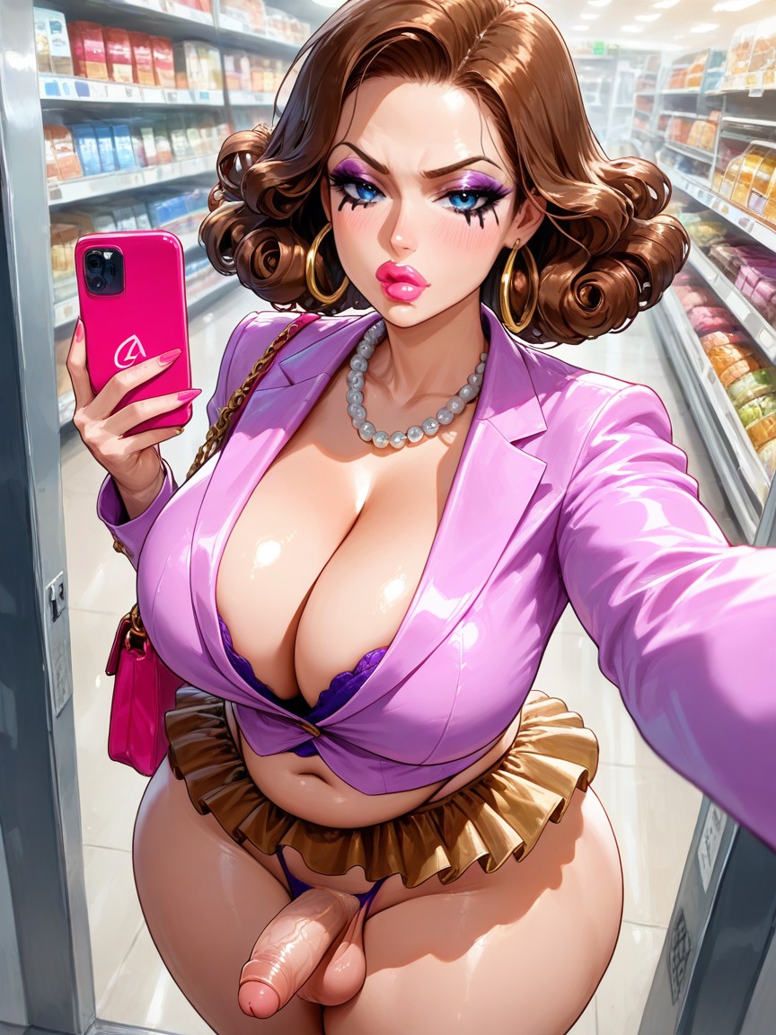 Highleg Pink G-string, Perky Fat Ass Bubblebutt, Pechos Medianos Hentai IA