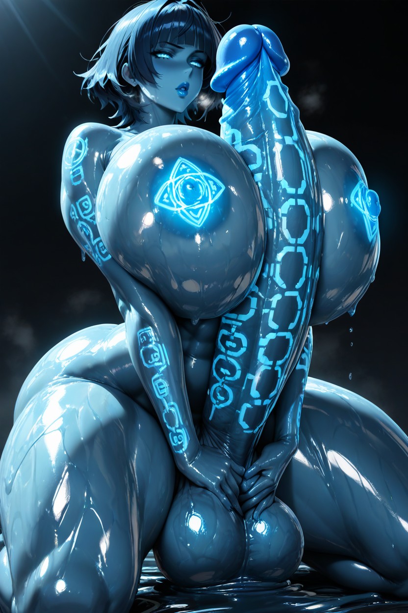 Woman Is Groping Her Futa Balls With Her Hands, Accurate Anatomy, Oiled Skin Hentai IA