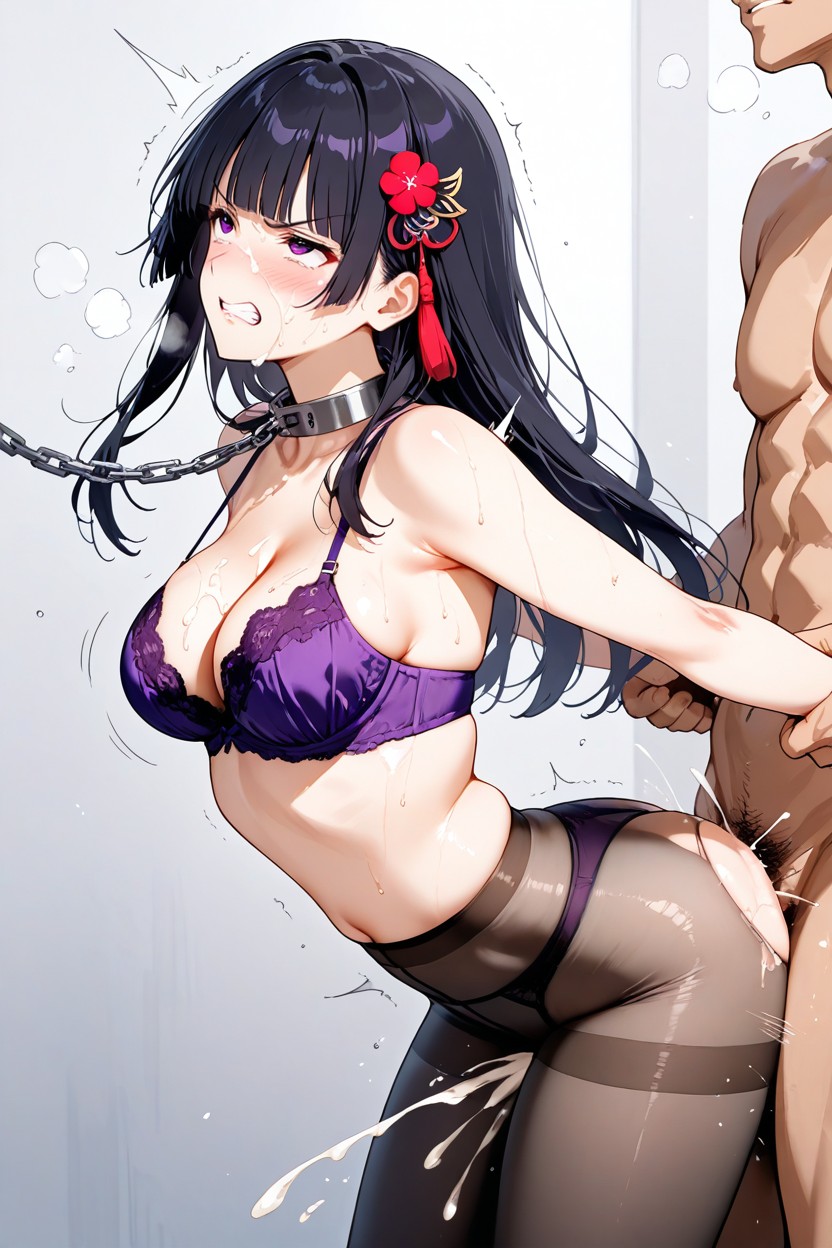 Delicate Shoulders, Waist-length Hair, Clenched Teeth Hentai IA