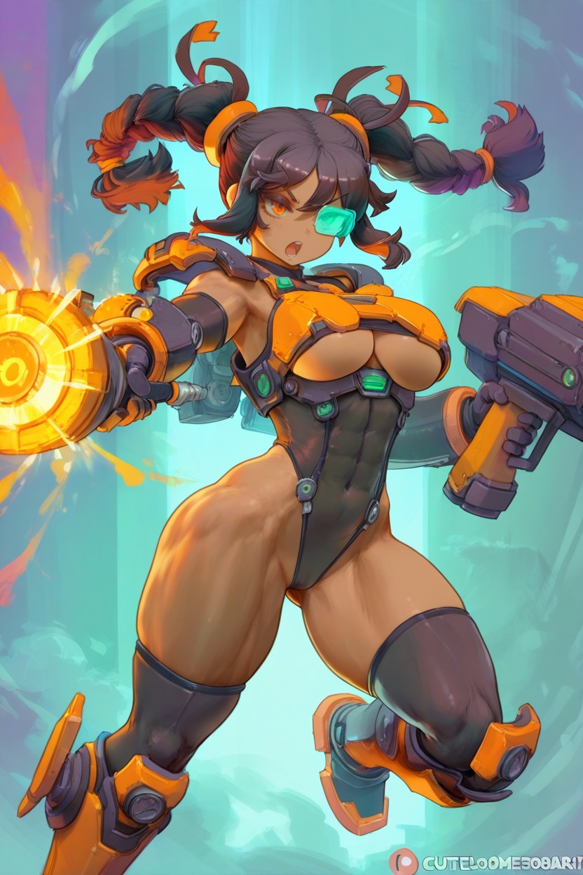 Holding Energy Hammer, Underboob, Cleavage Hentai IA