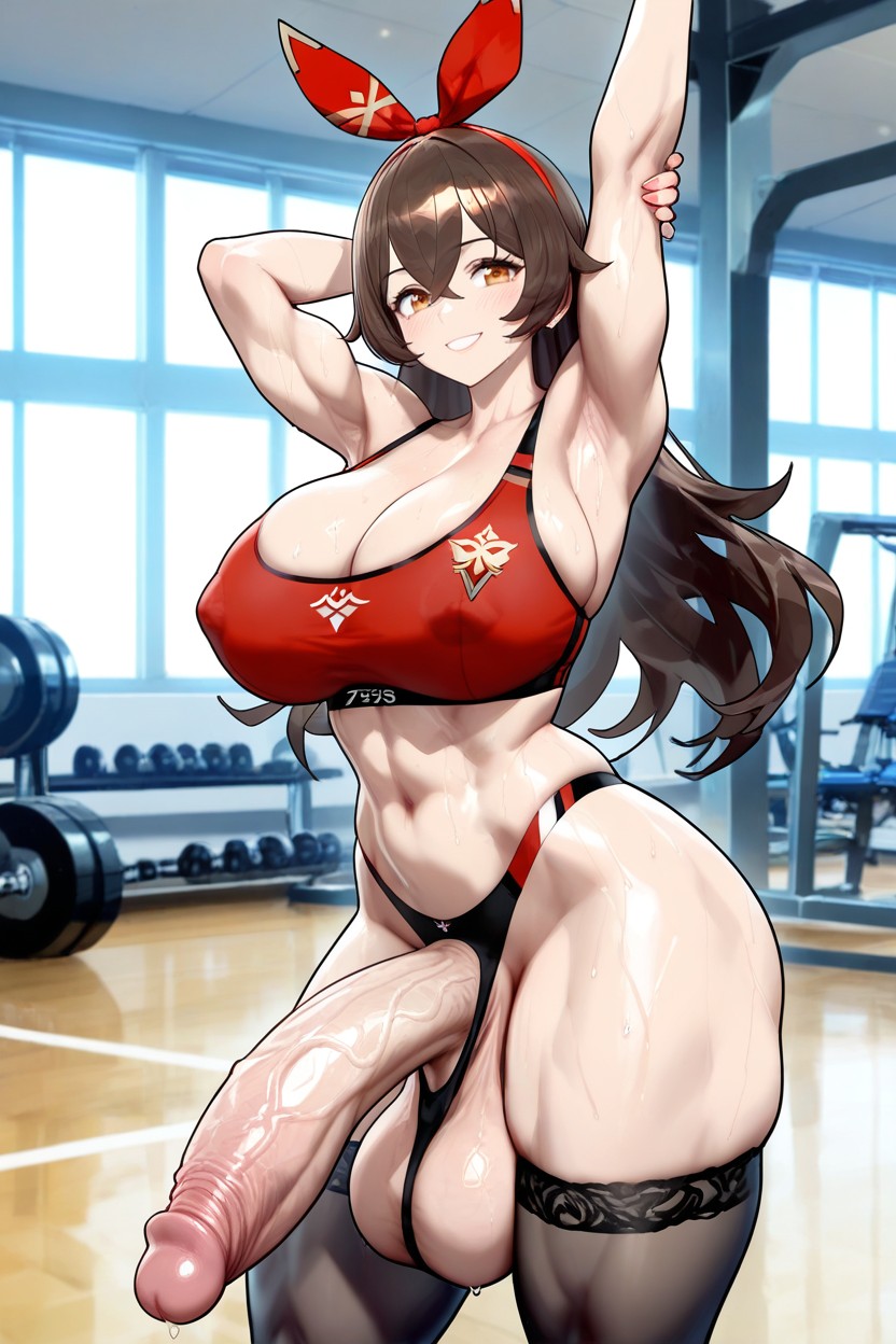 Huge Cock, Musculosa, Gimnasio Hentai IA