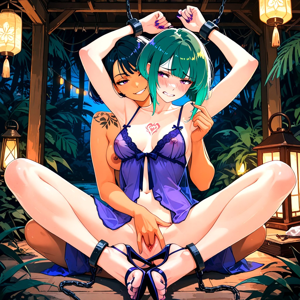 Black Hair, Chest Tattoo, Teeth Clenched Hentai IA