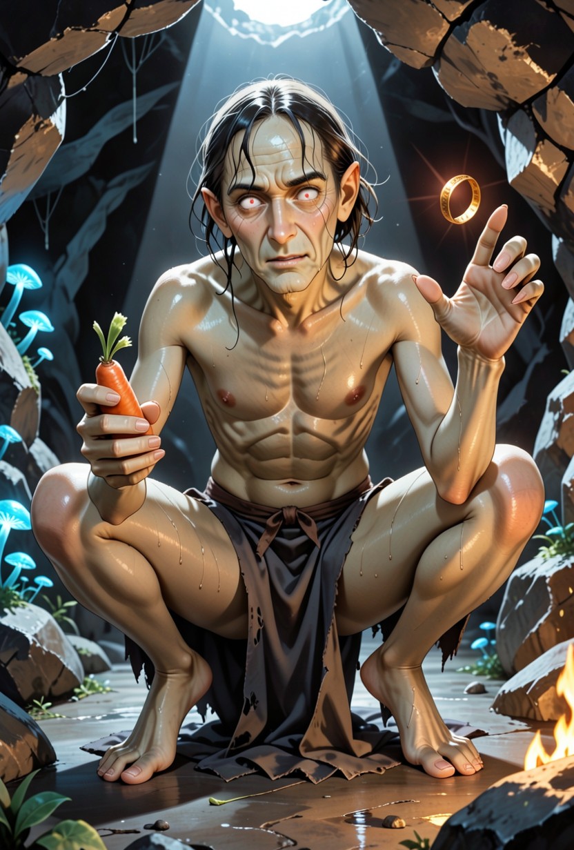 Muttering To Himself, Long Spidery Fingers, The Twisted Creature From Middle-earth Hentai AI Porn