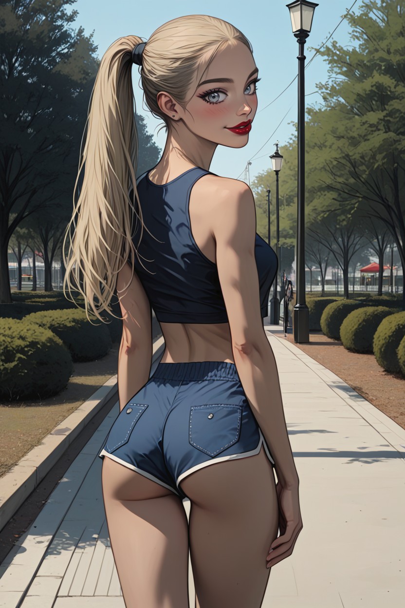 Buttocks Exposed, Walking, Eyelashes Hentai AI Porn