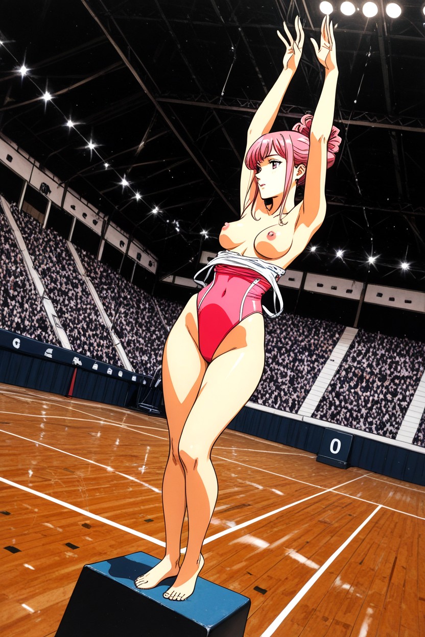 Eyes, Leotard Pulled Down, Long Pink Hair Hentai IA