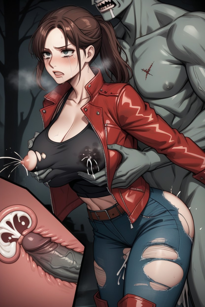 Legs Spread, Clear Water Dripping From Woman's Eyes, Vista Lateral Hentai IA