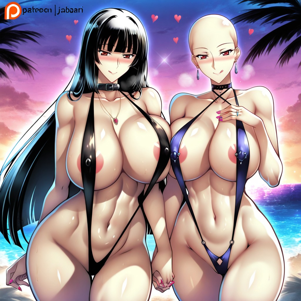 Jabami Yumeko And Female Bald Lesbian Woman As Perfect Pairing Couples, Lesbian Holding Hands Together, Master X Servant Love Relationship Forever As Lesbian Couples Hentai IA