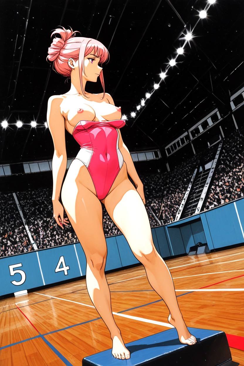 Cinematic, Shojo Manga Style, Long Pink Hair Hentai IA