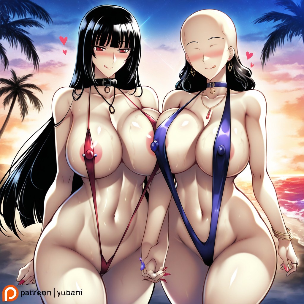 Jabami Yumeko And Female Bald Lesbian Woman As Perfect Pairing Couples, No Eyes, Dominate Female Hentai IA