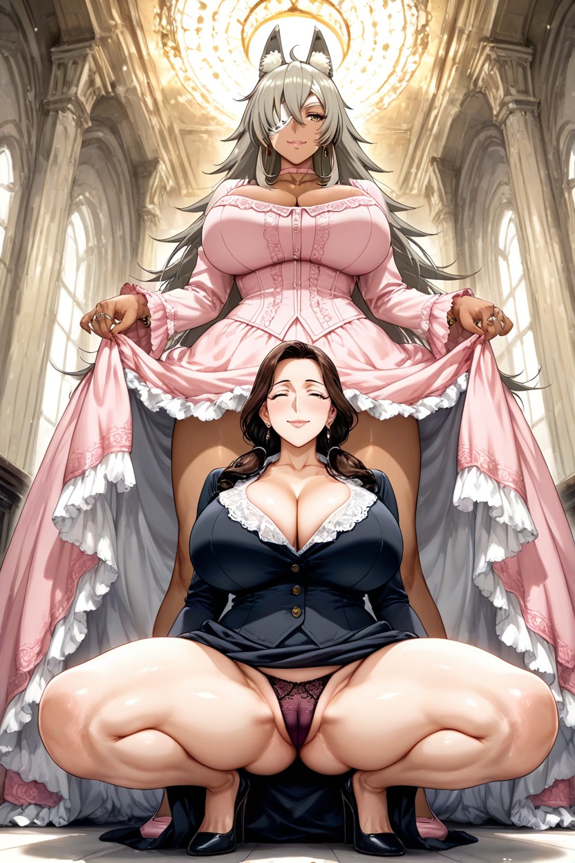 Smile, Dominant Attitude, Massive Cleavage Hentai IA