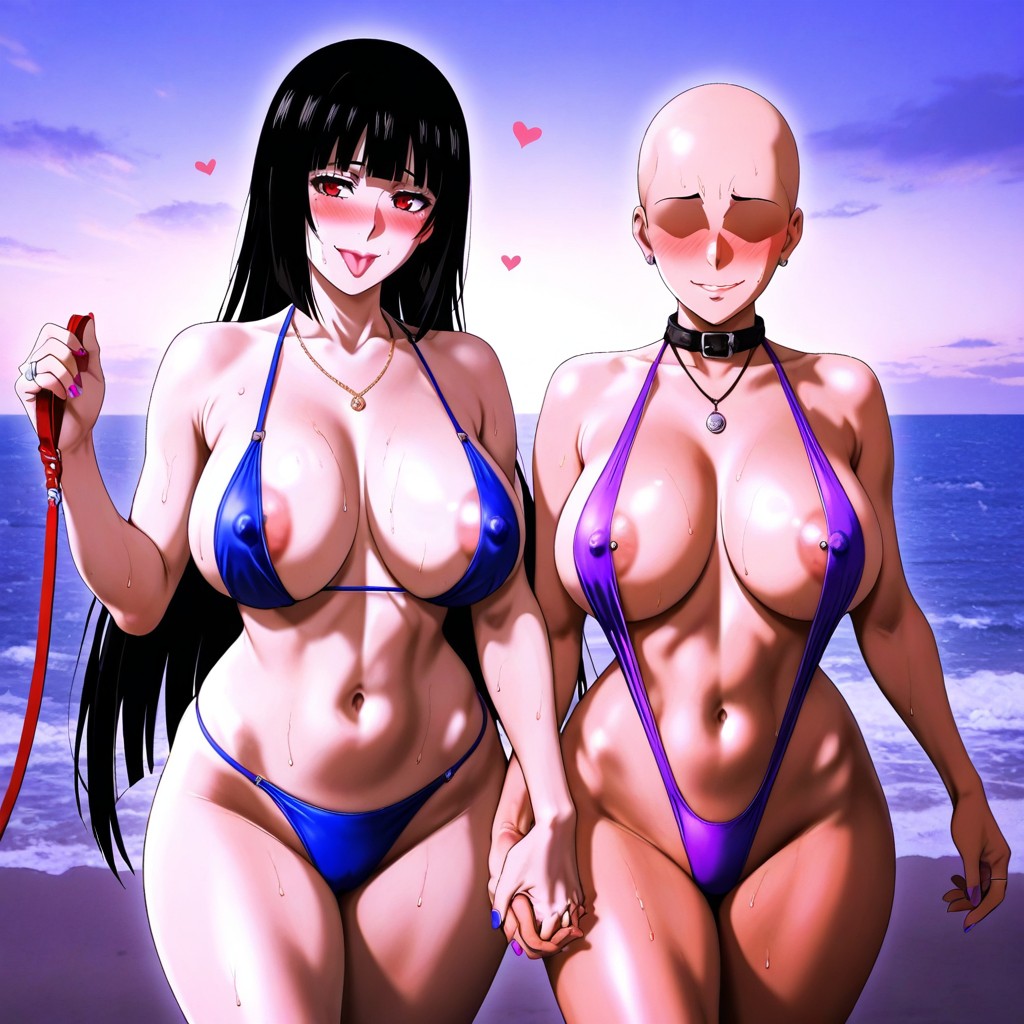 Nighttime, Hairless, Jabami Yumeko And Female Bald Lesbian Woman As Perfect Pairing Couples Hentai IA