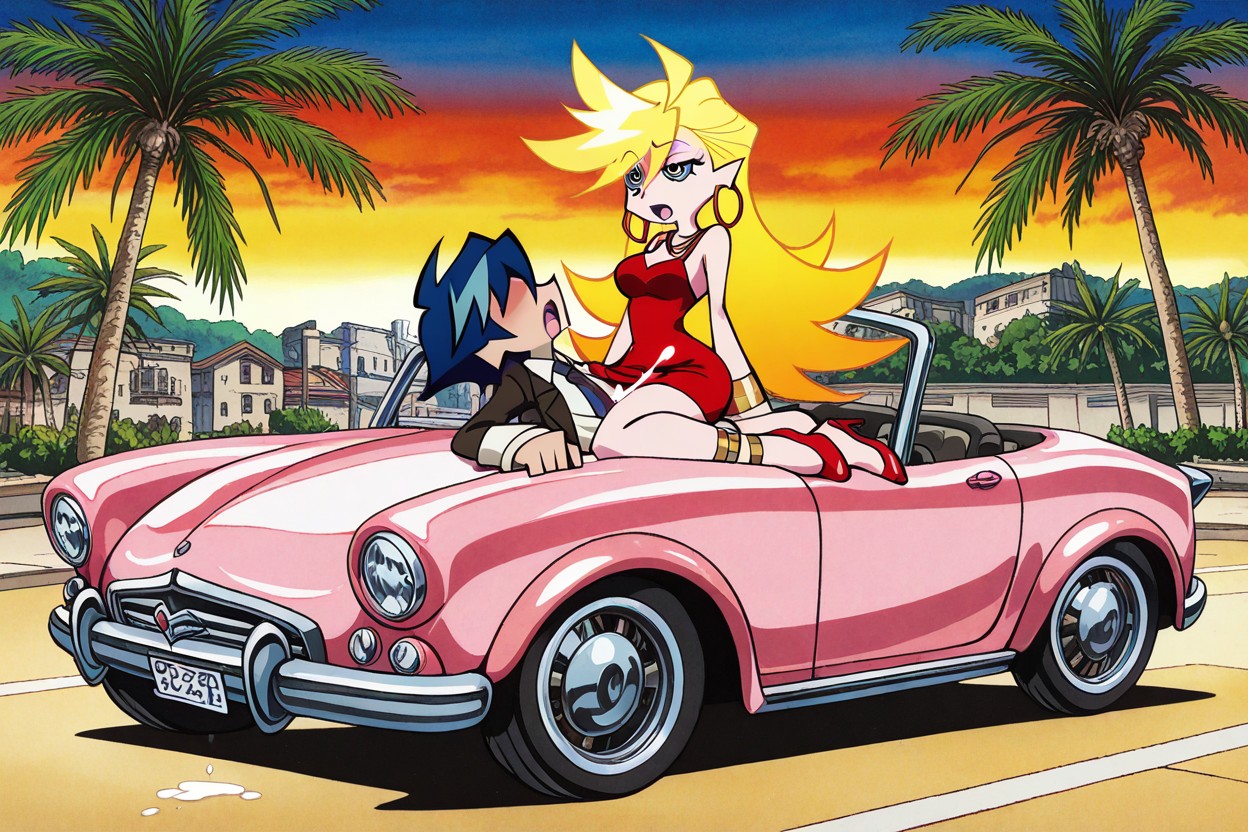 Panty Anarchy From Panty And Stocking, Street Parking, Gold Bangles Hentai AI Porn
