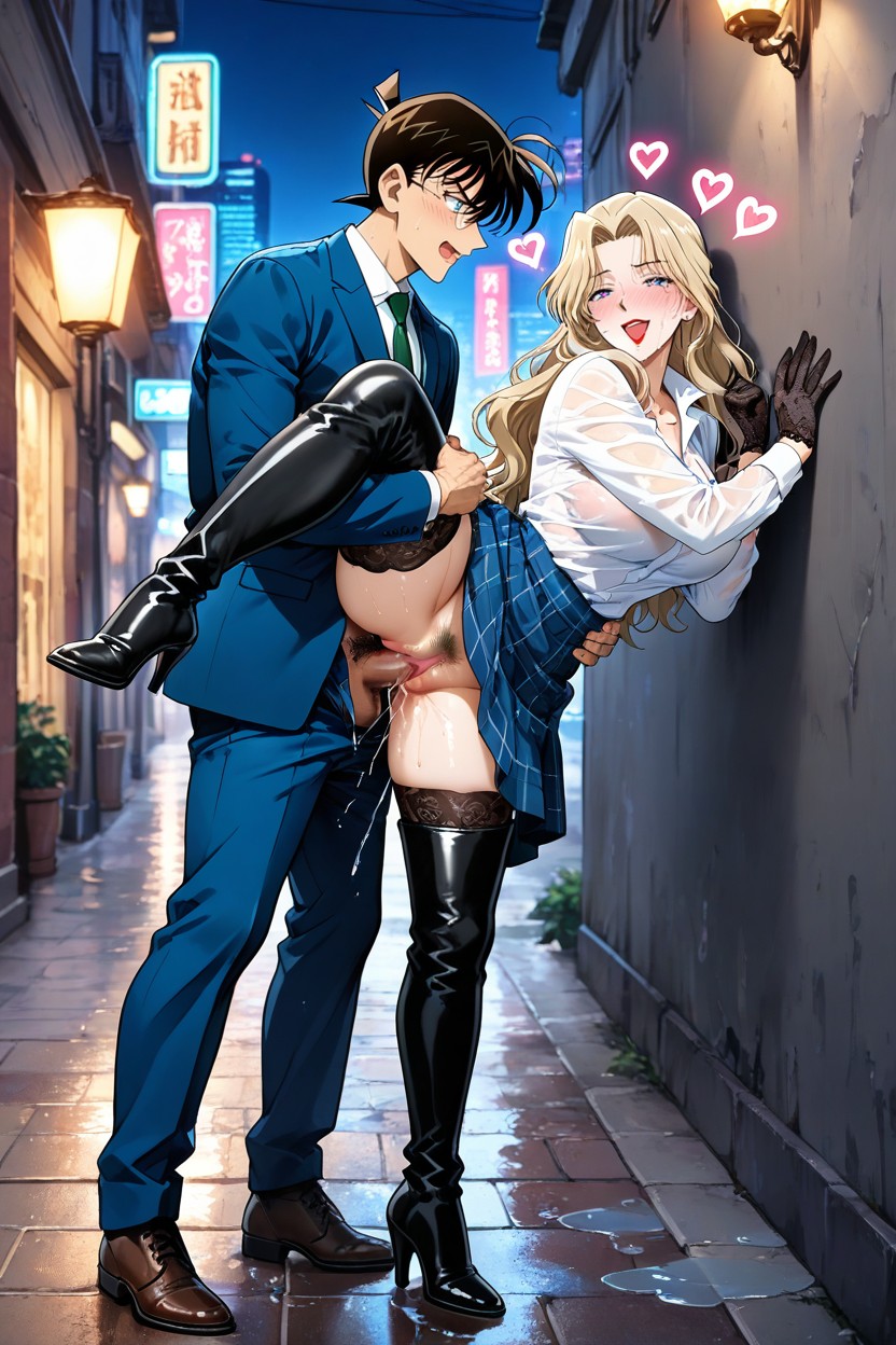 Standing, Smiling In Pleasure, Sharp Jawline Hentai AI Porn