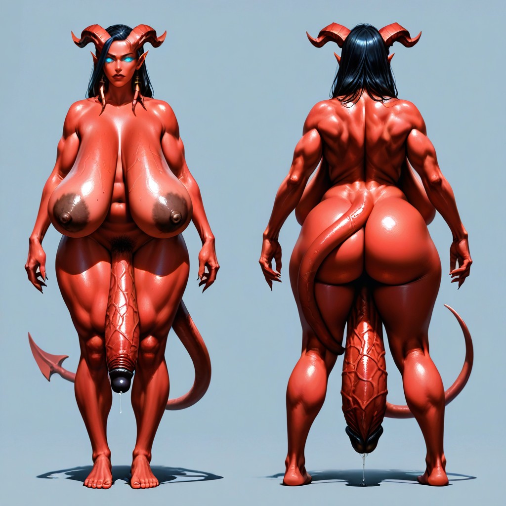 Rear View, Huge Massive Monster Cock, Absolutely Nude Hentai AI Porn