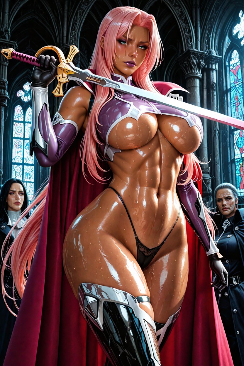 Elbow Gloves, Standing, High Waist Thong Hentai AI Porn