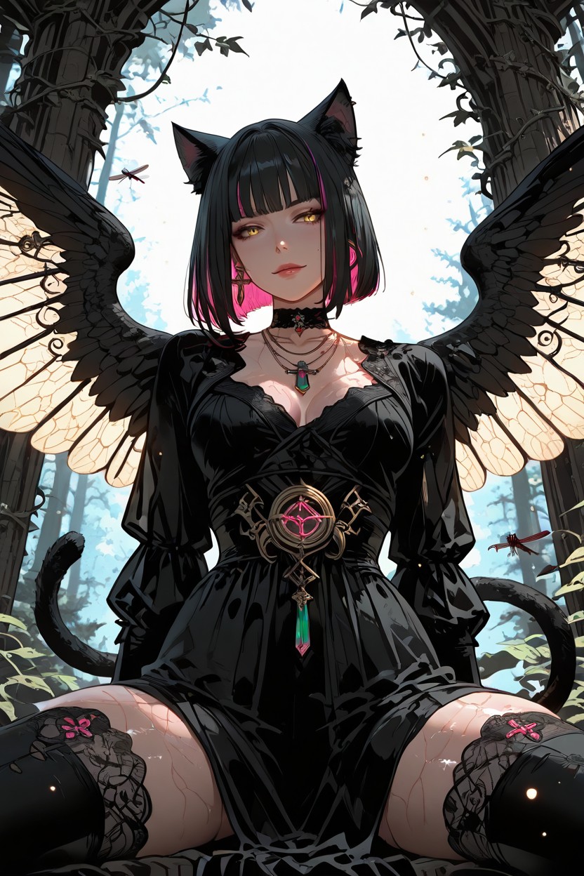 Black And Pink Two Tone Hair, Skinny, Detailed Face Hentai AI Porn