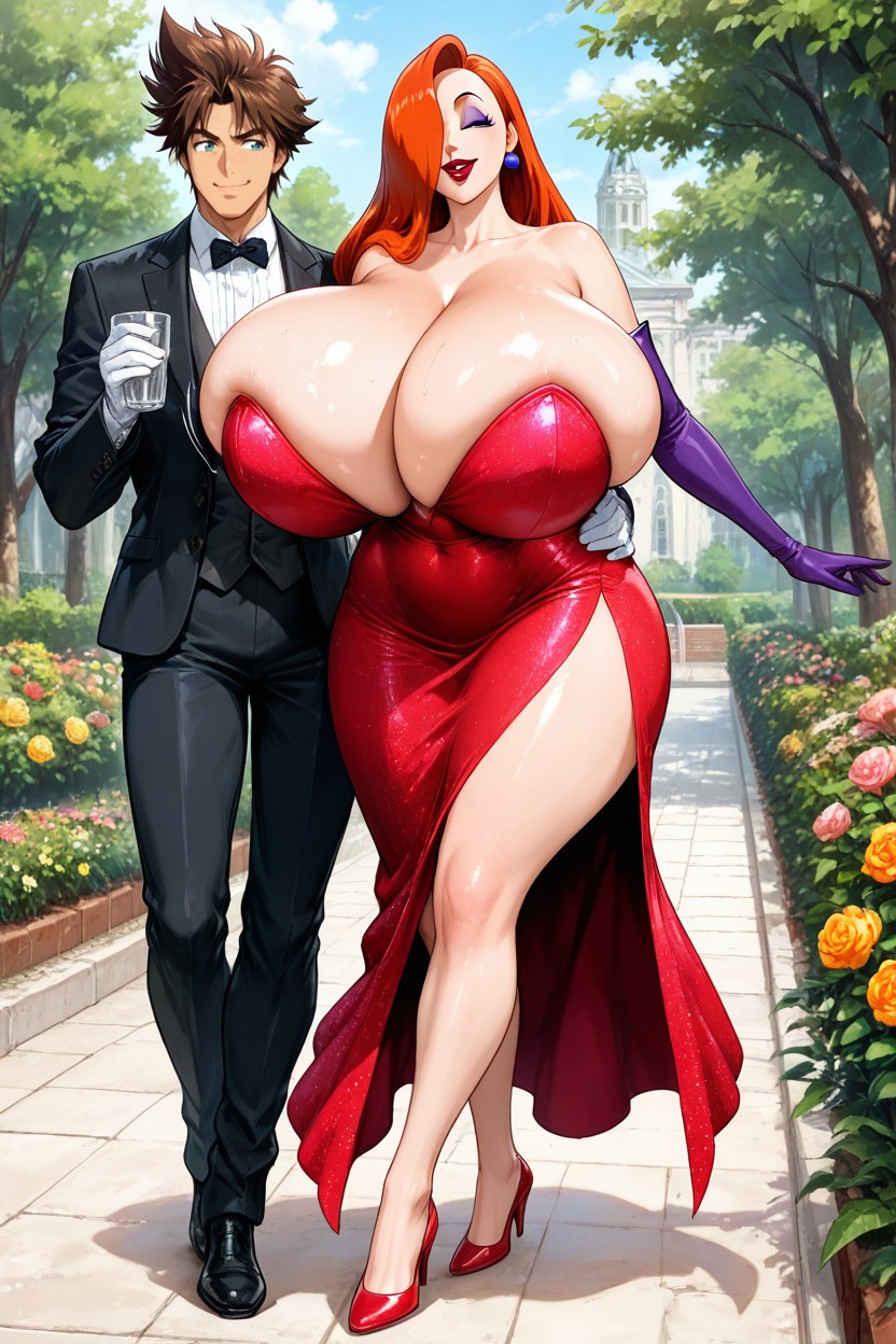 Huge Breasts, Exposed Legs, Formal Clothes Hentai AI Porn