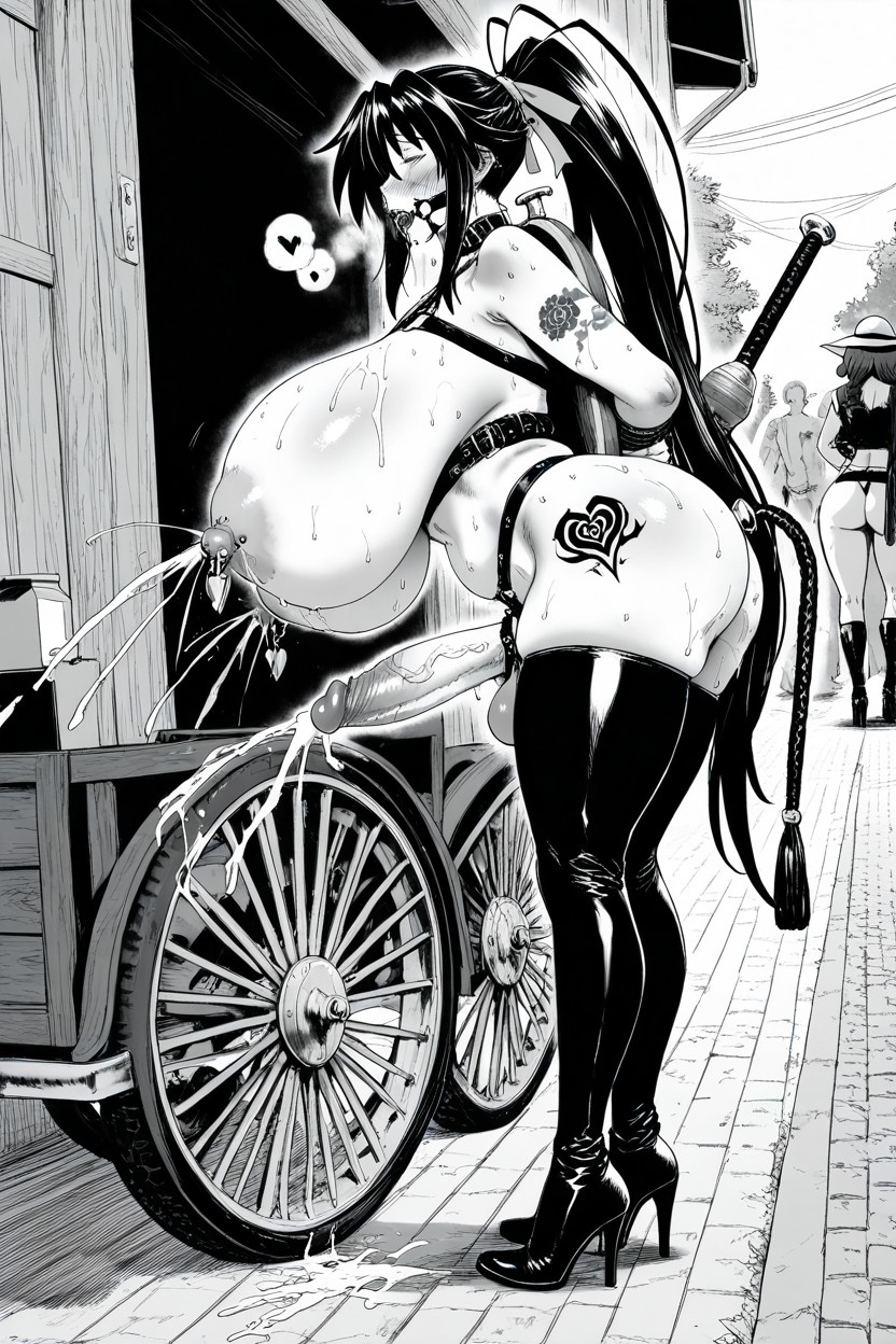 Pulling Cart, Harness Gag, Manga Art Hentai AI Porn
