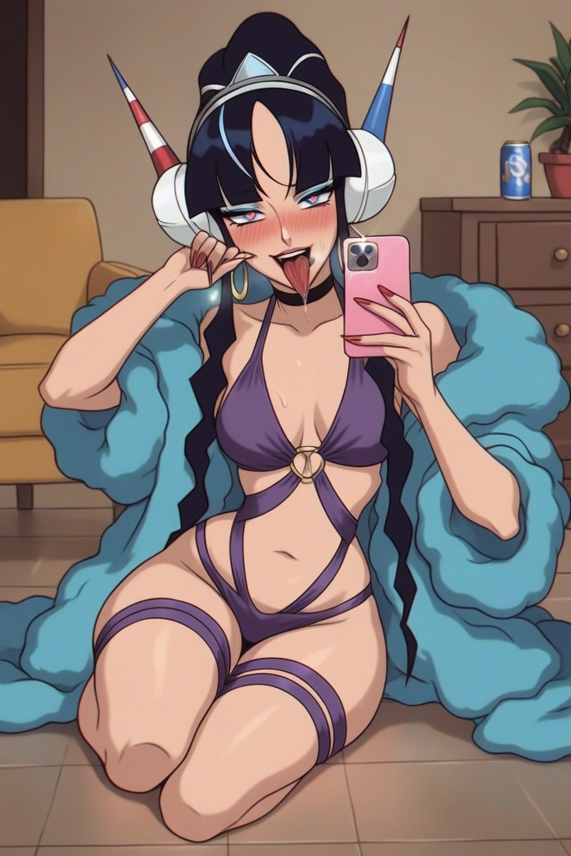 Thick Juicy Wet Lips, Gold Earrings, Blushing Hentai AI Porn