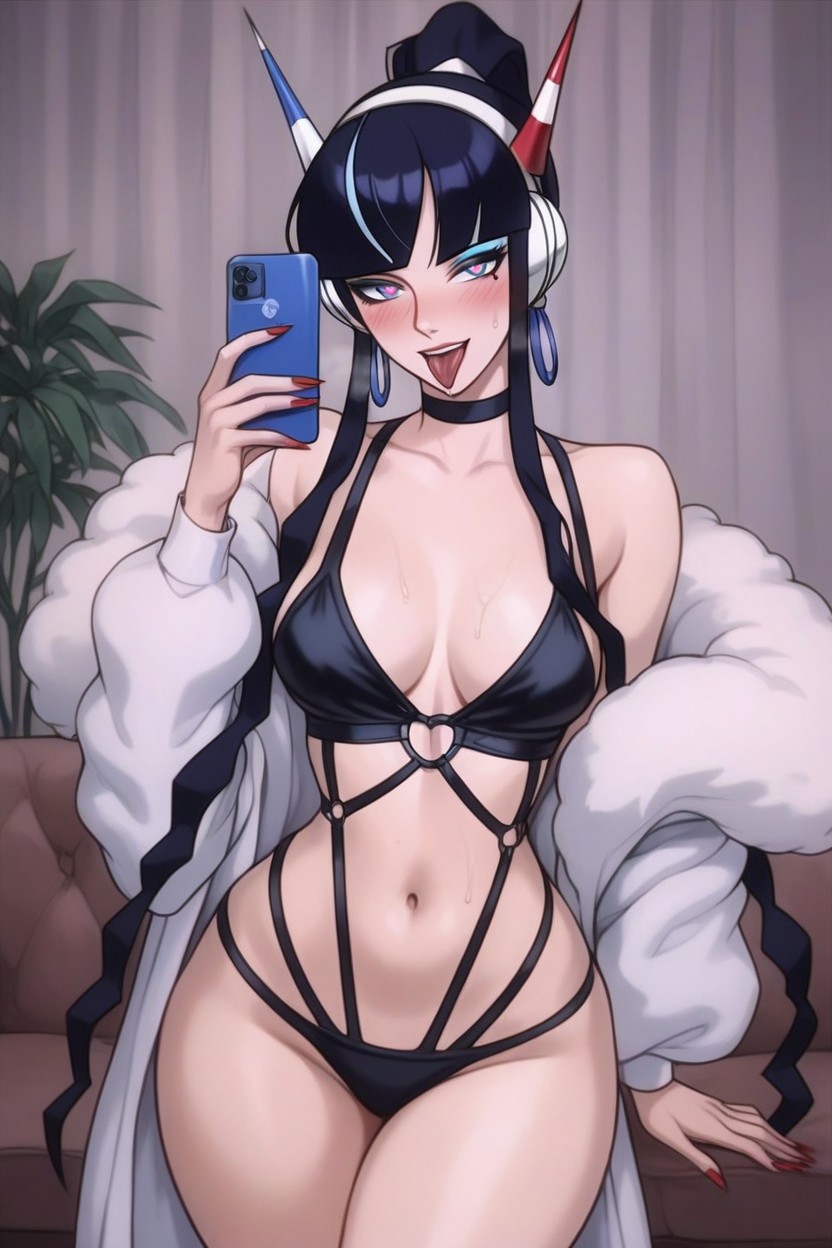 Thick Juicy Wet Lips, Skinny, Tongue Sticking Out Hentai AI Porn