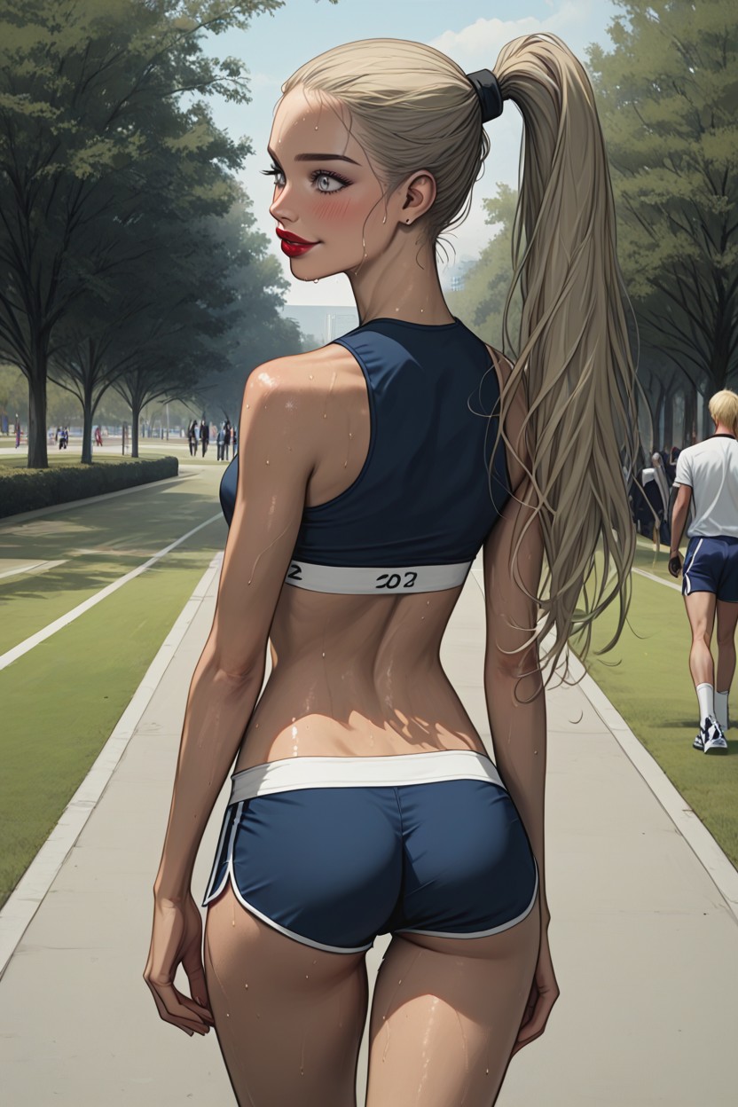 In Park, Eyelashes, Looks Forward Hentai AI Porn