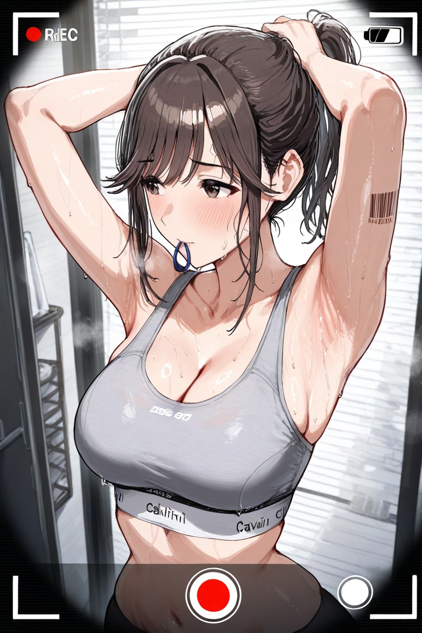 Sweaty Armpits, Steaming Body, Tying Hair Hentai AI Porn