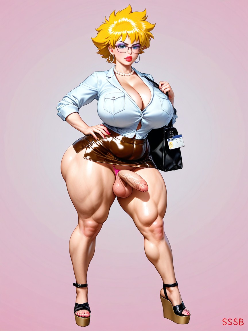 Determined Bank Clerk With A Professional, Lisa Simpson From The Simpsons, Hoop Earrings Hentai AI Porn