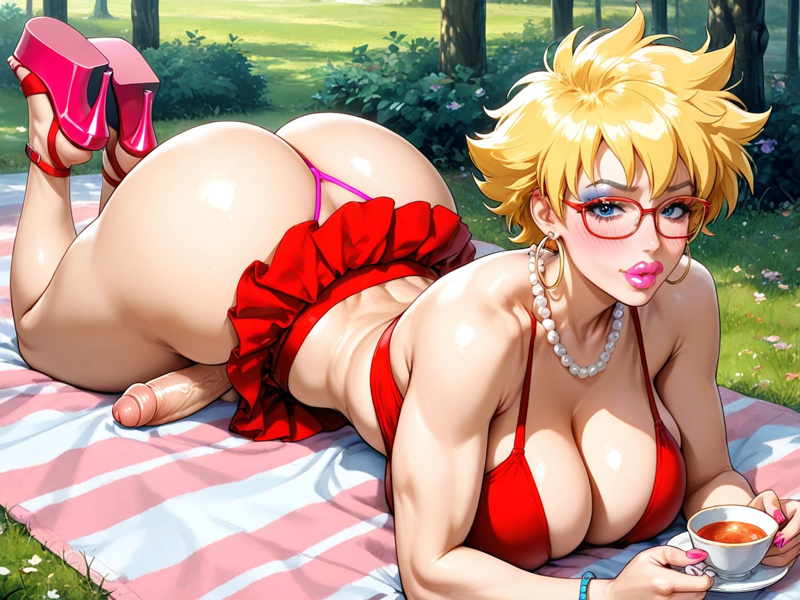 Lisa Simpson From The Simpsons, Glasses, Hoop Earrings Hentai AI Porn