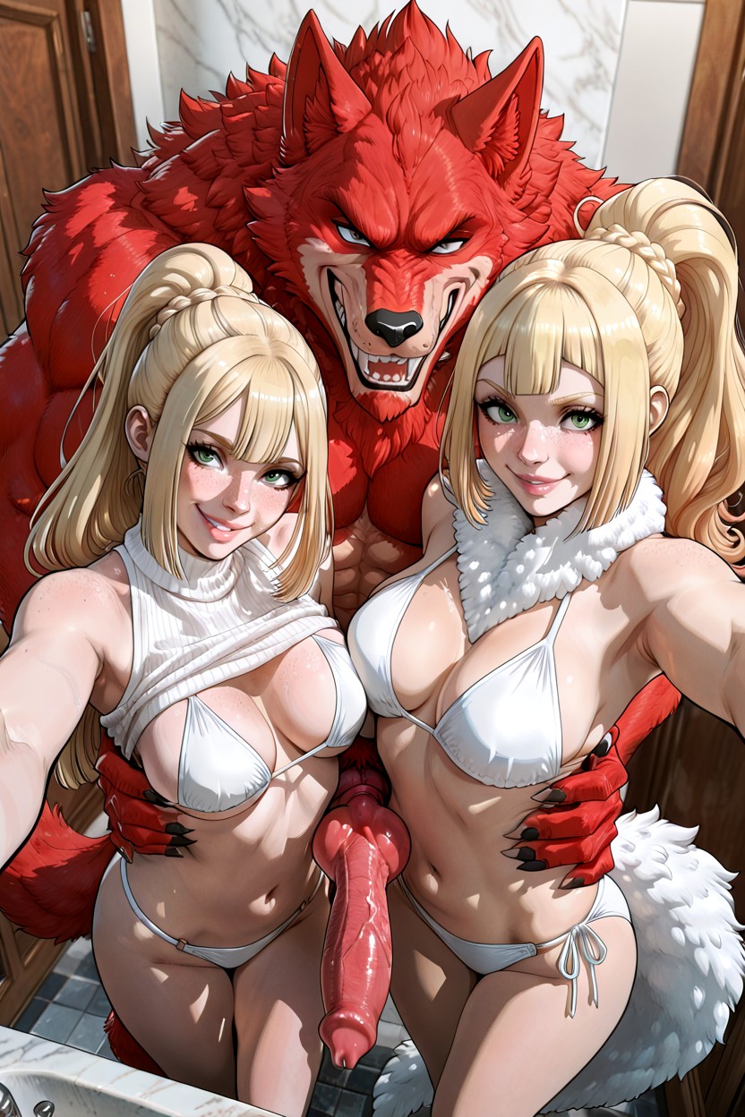 Male Holding Female, Size Comparison, Werewolf Male Hentai AI Porn