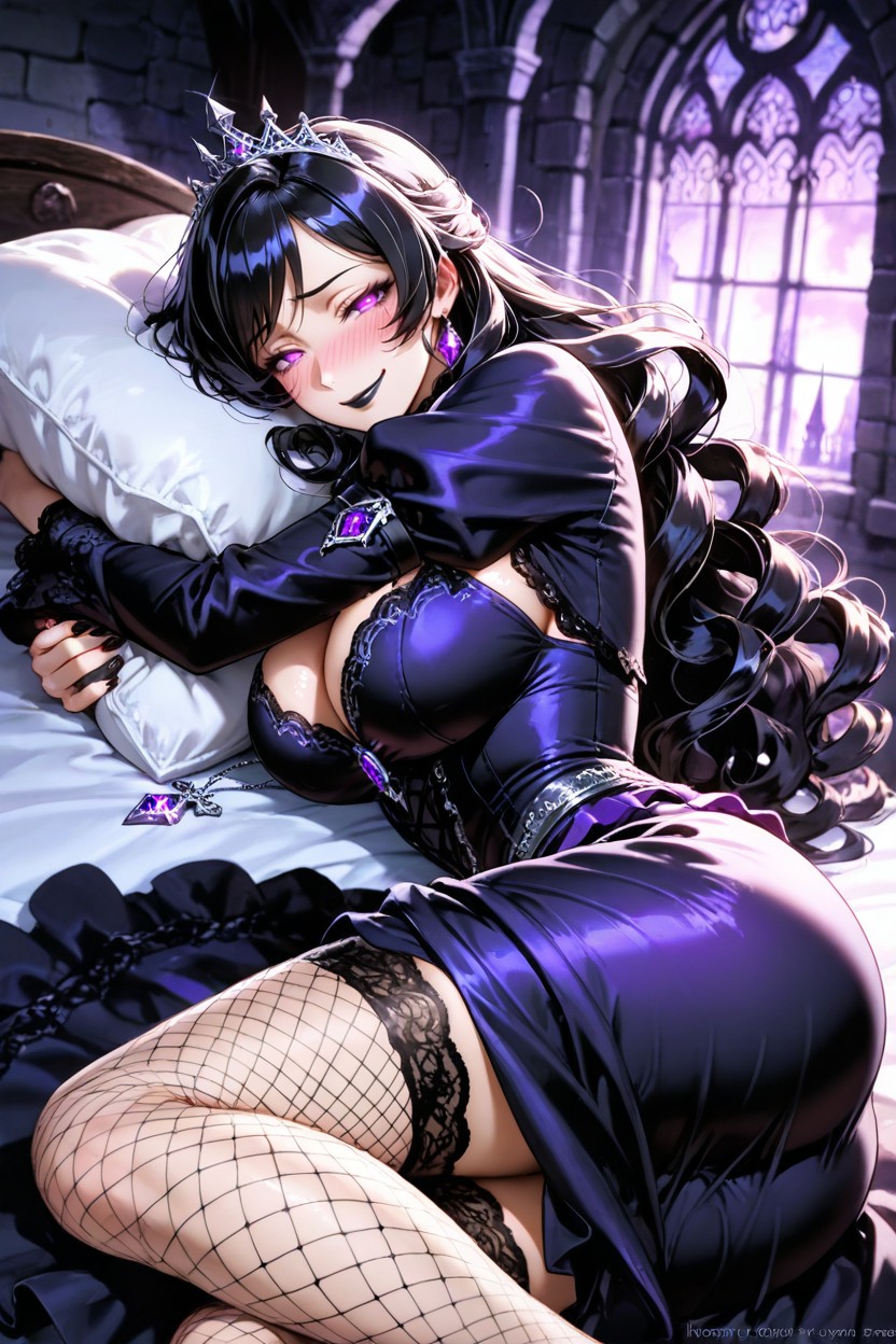 Medium Length, Bust Shot, Black Lipstick Hentai AI Porn