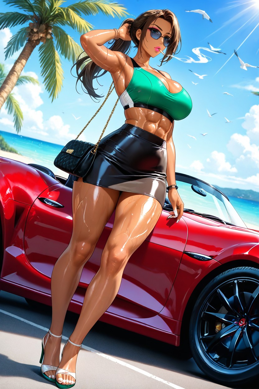 Lara Croft, Detailed Thighs, Low Angle Hentai AI Porn