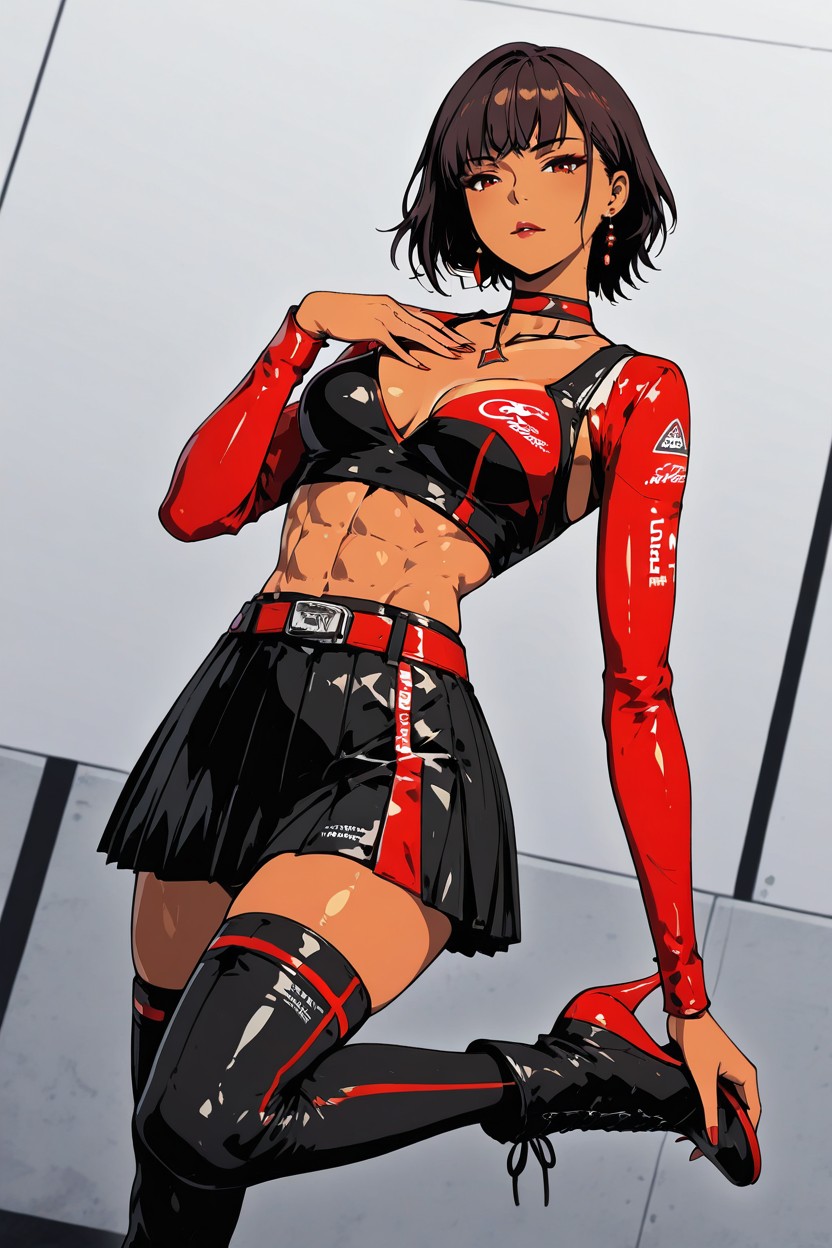 Looking At Viewer, Fit, Hand On Chest Hentai AI Porn