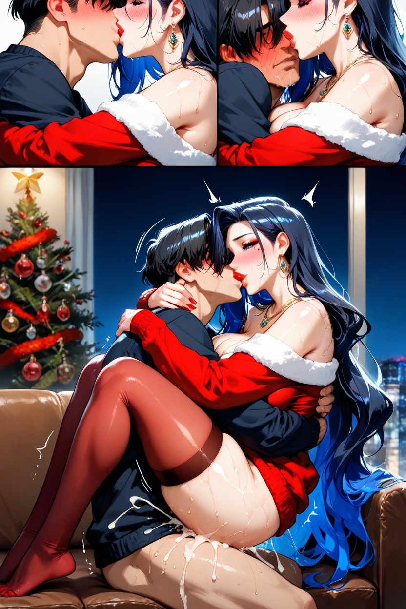 Male Taller Than Female, Extra Detailed, Breast Squeezing Hentai AI Porn