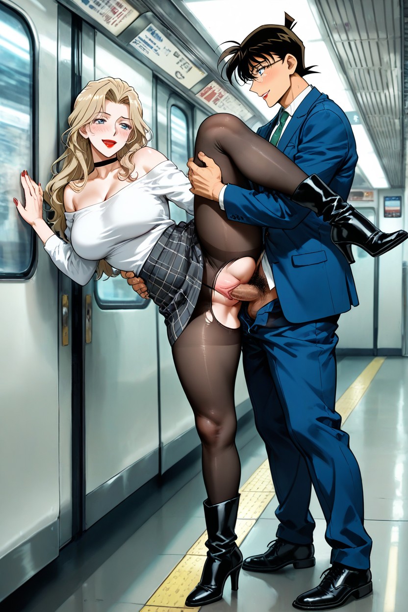 Vermouth Has Long Wavy Blonde Hair, 25+, Shinichi Kudo From Detective Conan Hentai AI Porn