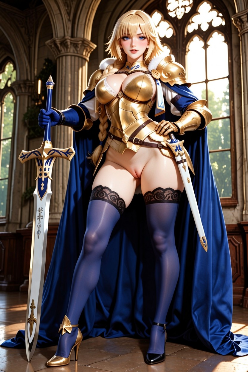 Intricate Detail, Armored Gauntlets, Ornate Chest Harness And Waist Armor Hentai AI Porn