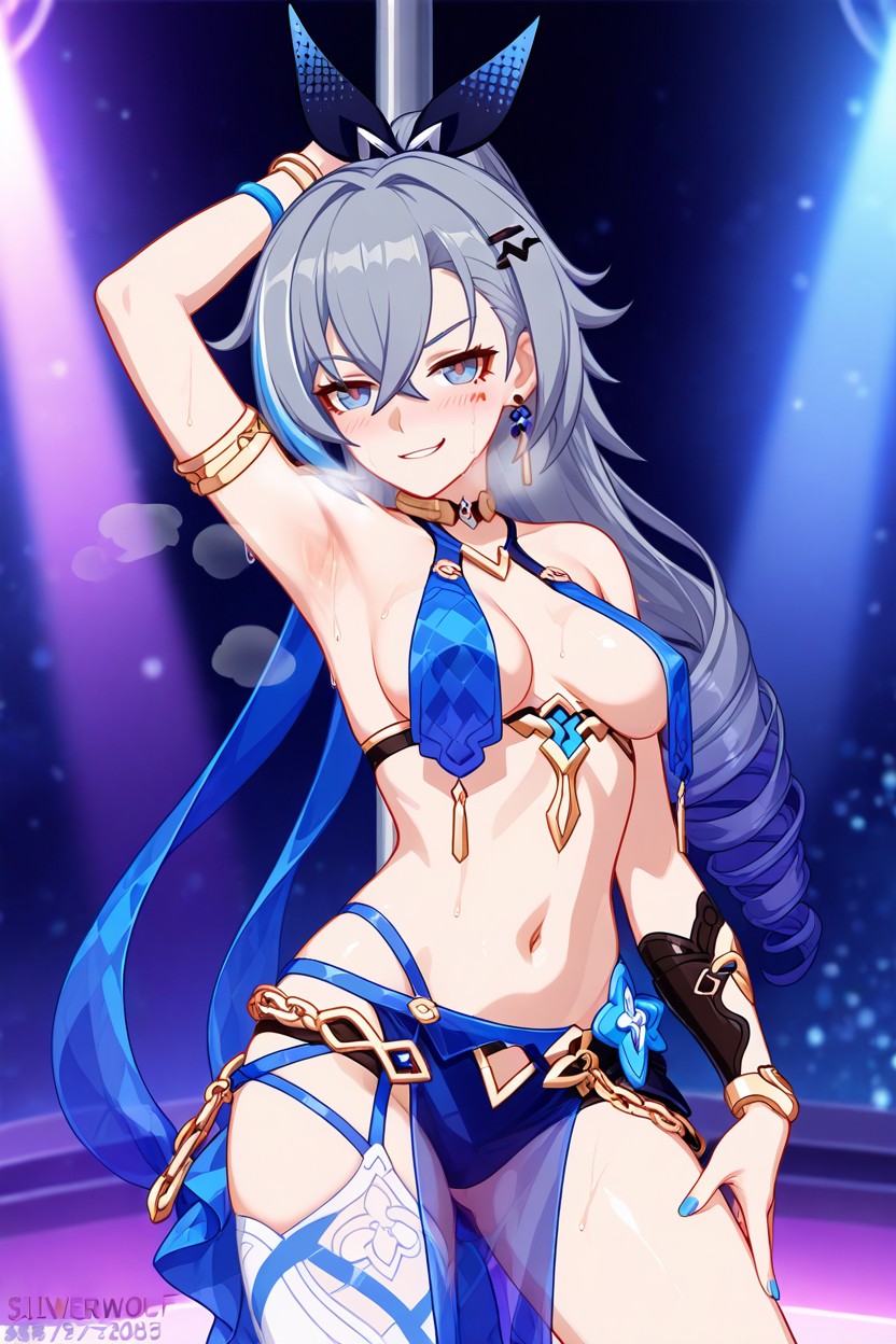 Blush, Smug Expression, Pole Dance Hentai AI Porn